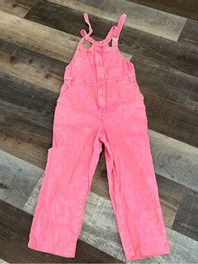 Skies Are Blue Pink Corduroy Dungaree Overalls